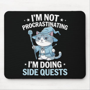 Gamer Cats Side Quest Procrastinating Nerdy Tablet Mouse Pad