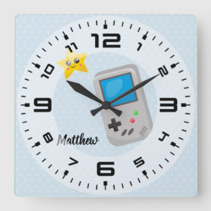 Gamer - choose background colour square wall clock