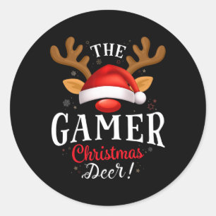 Gamer Christmas Deer Pjs Xmas Family Matching  Classic Round Sticker