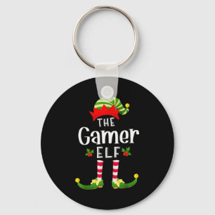 Gamer Christmas Elf Matching Pajama X-mas Party Key Ring