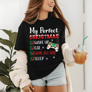 Gamer Christmas Funny Eat Sleep Game Tri-Blend Shirt