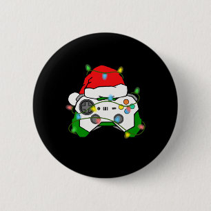 Gamer Christmas Gaming Santa Hat Video Game Contro 6 Cm Round Badge