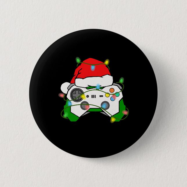 Gamer Christmas Gaming Santa Hat Video Game Contro 6 Cm Round Badge (Front)