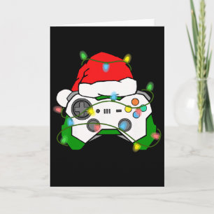 Gamer Christmas Gaming Santa Hat Video Game Contro Card
