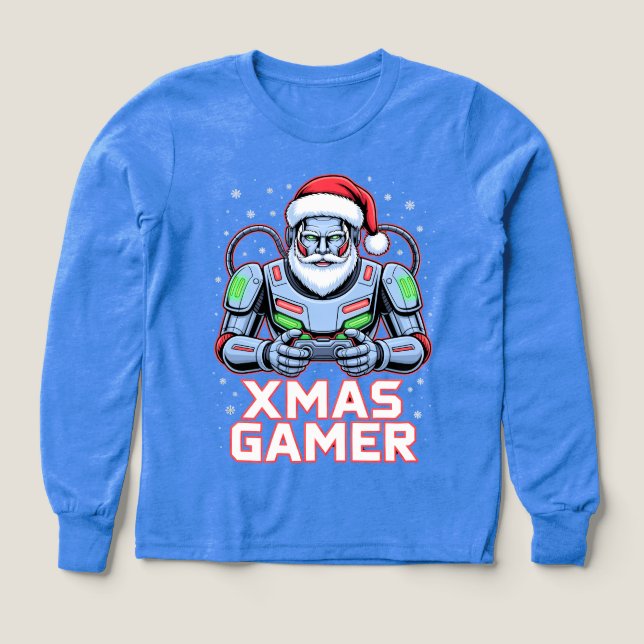 Gamer Christmas Gifts Cyber Santa Robot Xmas Gamer (Design Front)