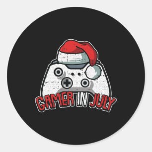 Gamer Christmas In July Gaming Video-game Controll Classic Round Sticker
