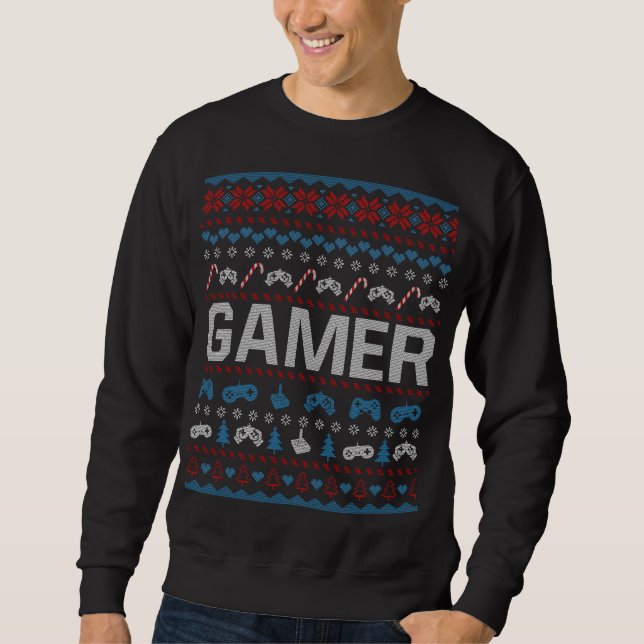 Gamer Christmas Ugly Sweater Holiday Sweatshirt (Front)