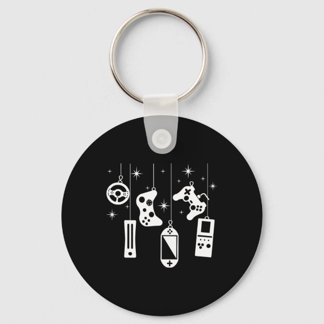 Gamer Christmas Video Game Controller Xmas Gaming  Key Ring (Front)