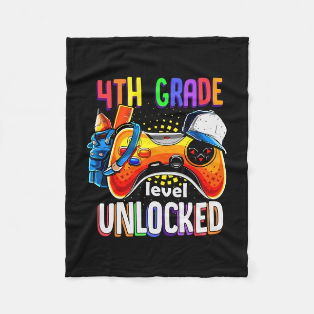 Gamer Ck To School Gamepad 4th Fourth Grade Level  Fleece Blanket (Front)