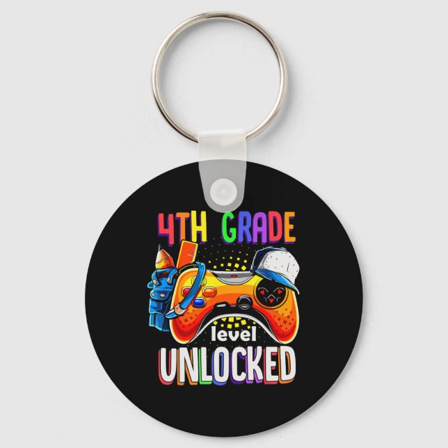 Gamer Ck To School Gamepad 4th Fourth Grade Level  Key Ring (Front)