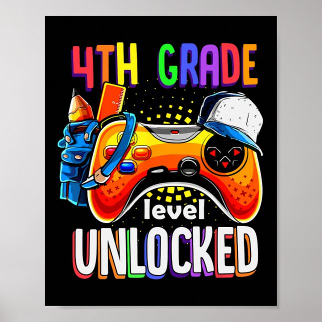 Gamer Ck To School Gamepad 4th Fourth Grade Level  Poster (Front)