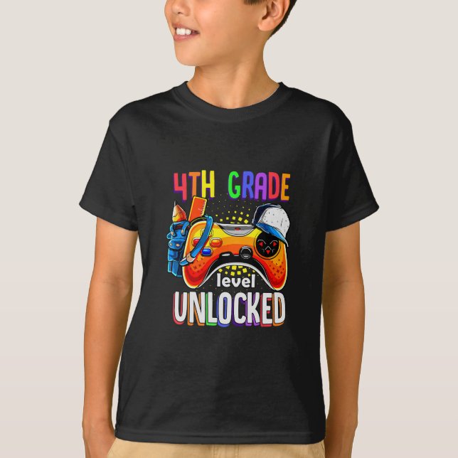 Gamer Ck To School Gamepad 4th Fourth Grade Level  T-Shirt (Front)
