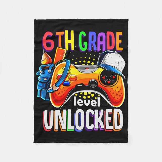 Gamer Ck To School Gamepad Sixth 6th Grade Level U Fleece Blanket (Front)