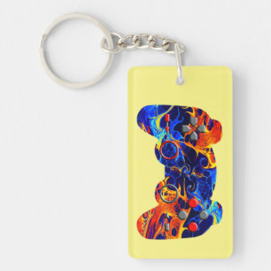 GAMER COLORFUL NEON ABSTRACT PAINT KEY RING