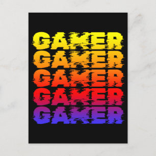 Gamer Colourful Typography Gaming Postcard