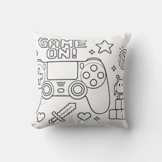Gamer Colouring Book Pillow | Kids Room Decor
