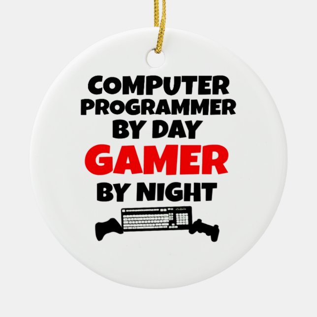 Gamer Computer Programmer Ceramic Tree Decoration (Front)