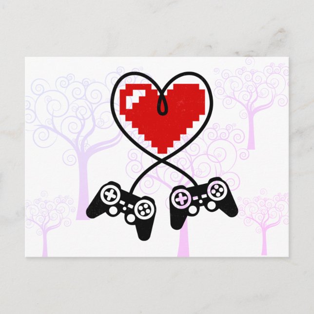 Gamer Controller Heart for Game Lover Valentine's  Holiday Postcard (Front)