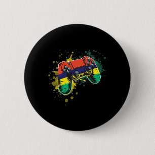 Gamer Controller With Mauritius Flag  6 Cm Round Badge