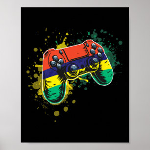 Gamer Controller With Mauritius Flag Poster