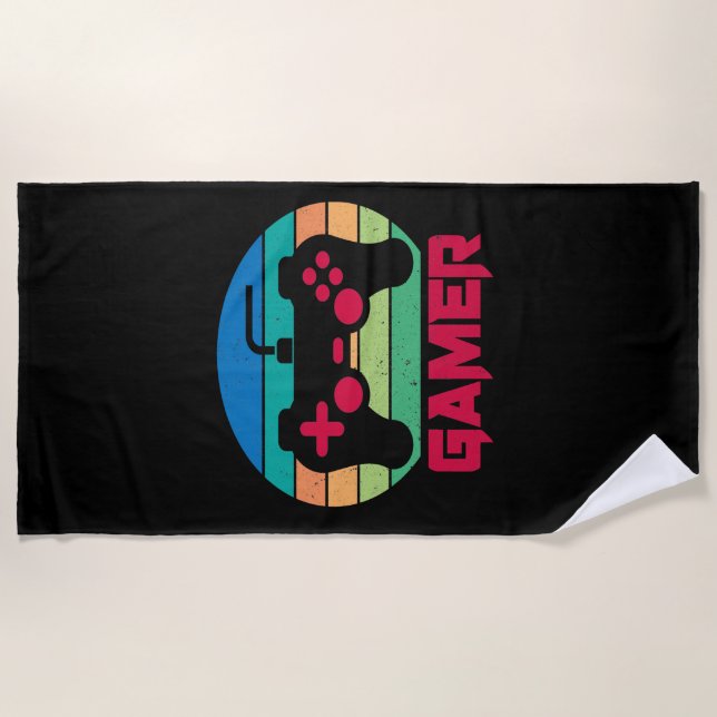 Gamer Cool Video Game Controller Beach Towel (Front)