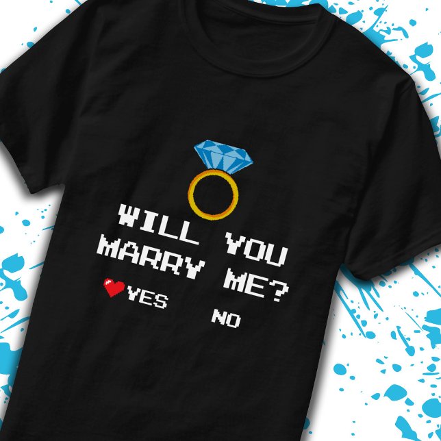 Gamer Couple Proposal Will You Marry Me Yes No T-Shirt (Creator Uploaded)