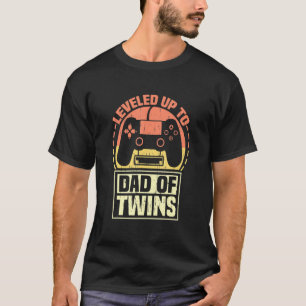 Gamer Dad Fathers Day Levelled Up To Dad Of Twins T-Shirt
