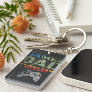 Gamer Dad Like A Normal Dad Only Way Cooler Retro Key Ring