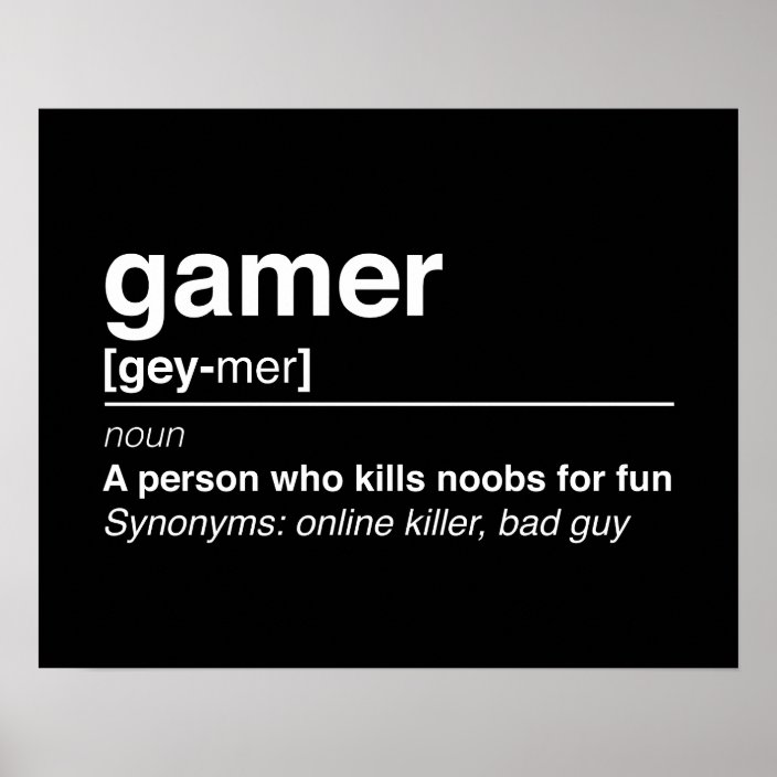 Gamer definition poster Zazzle.co.nz