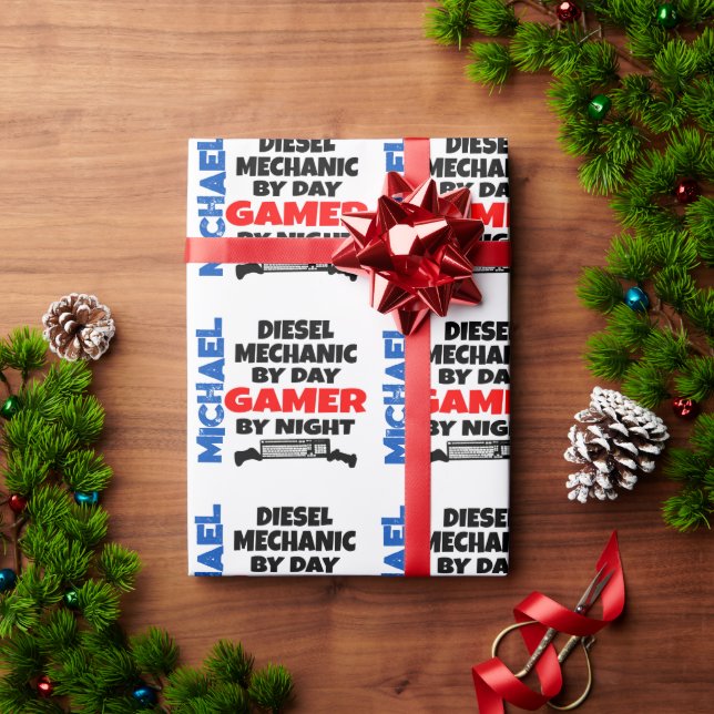Gamer Diesel Mechanic Wrapping Paper (Holiday Gift)