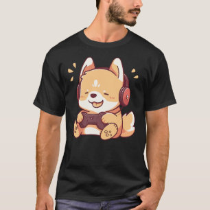 Gamer Dog Kawaii Dog Anime Funny Gaming Cute Dog V T-Shirt