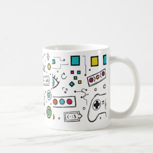 Gamer Doodle Art Cool Tech  Gaming Pattern  Coffee Mug