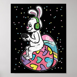 Gamer Easter Bunny Rabbit Video Game Player With C Poster