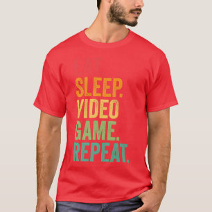 Gamer Eat Sleep Video Game Repeat Vintage Gaming T-Shirt