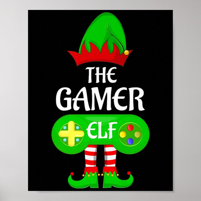 Gamer Elf Christmas Family Video Gaming Elf Squad  Poster (Front)