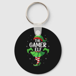 Gamer Elf Christmas Girls Women Elf Squad Xmas Fam Key Ring