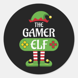 Gamer Elf Christmas Matching Group Family  Classic Round Sticker