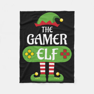 Gamer Elf Christmas Matching Group Family  Fleece Blanket