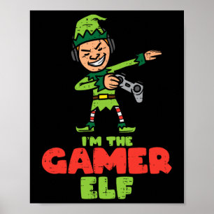 Gamer Elf Dab Xmas Christmas Family Boys Kids Men  Poster