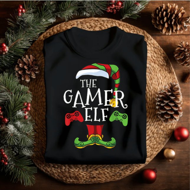 Gamer Elf Family Matching Christmas Outfit Name T-Shirt (Creator Uploaded)