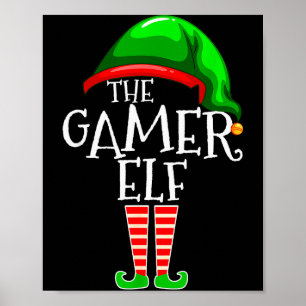 Gamer Elf Family Matching Group Christmas Video Ga Poster