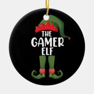 Gamer Elf Matching Family Christmas Gamer Ceramic Tree Decoration