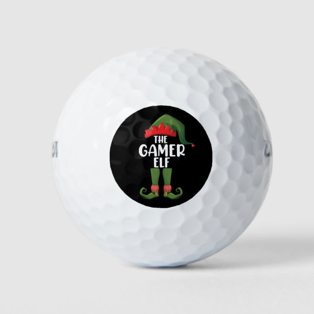 Gamer Elf Matching Family Christmas Gamer Golf Balls (Front)
