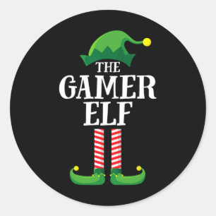 Gamer Elf Matching Family Group Christmas Party  Classic Round Sticker