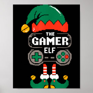 Gamer Elf Matching Family Group Christmas Party Py Poster