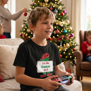 Gamer Elf Personalised Christmas Elf Kids T-Shirt