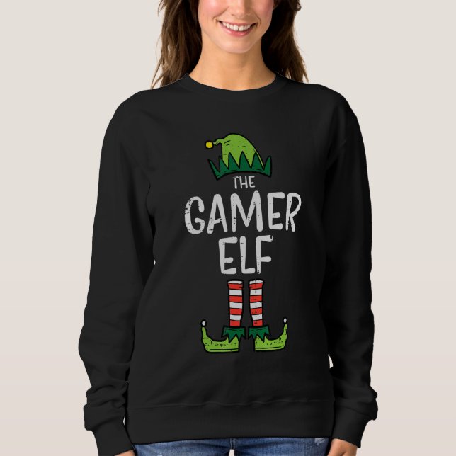 Gamer Elf Xmas Christmas Family Boys Men Kids Girl Sweatshirt (Front)