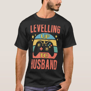 Gamer Engagement Groom Fiance Wedding Levelling Up T-Shirt