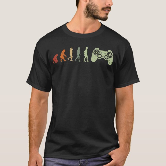 Gamer Evolution Retro Nerd Video Games Gaming Gift T-Shirt (Front)