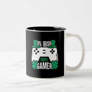 Gamer for St. Patrick's Day   0% Irish, 100% Gamer Two-Tone Coffee Mug